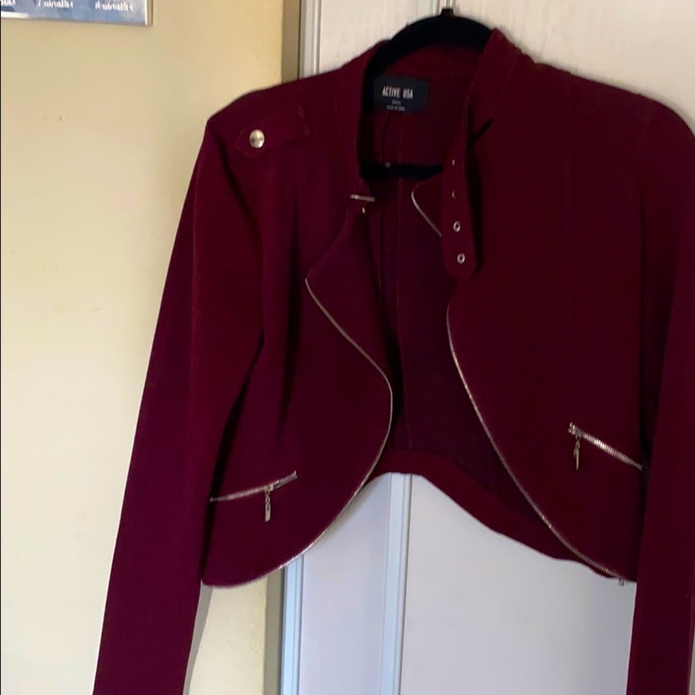 Burgundy cropped jacket